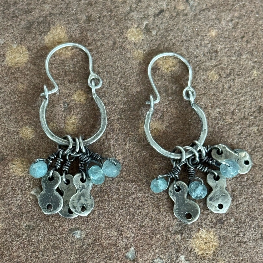 Jes MaHarry “Be Free” silver/aquamarine earrings. New in box.